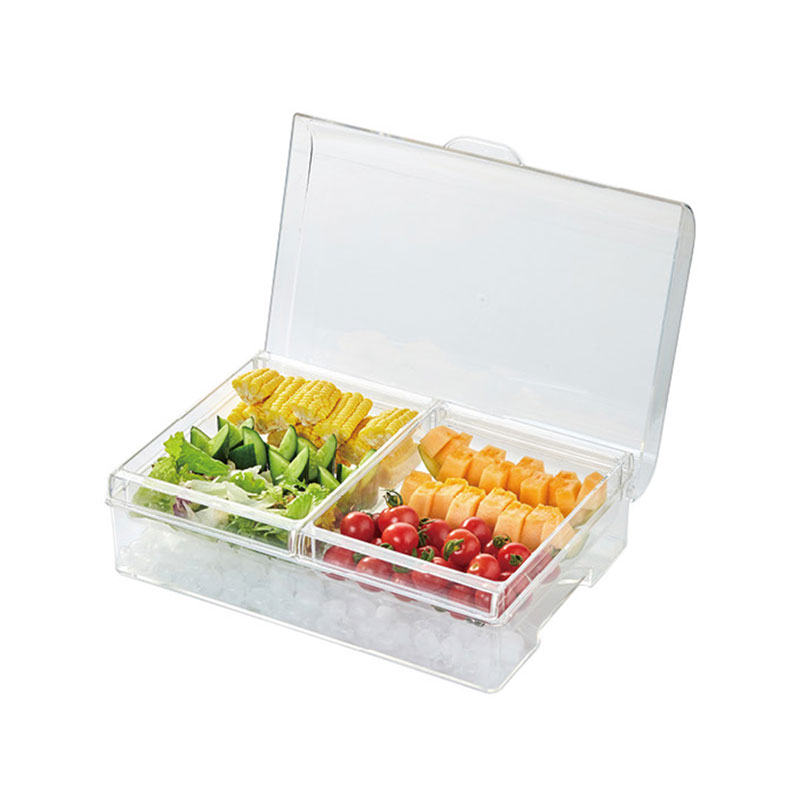 Ice Chilled Party Plattef Large Removable Serving Tray+ 3 Tongs